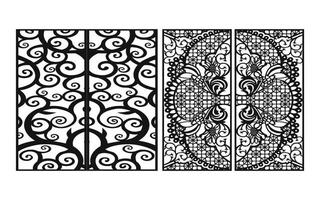 Black patterns with white background, Islamic vectors with floral panels for CNC laser cutting