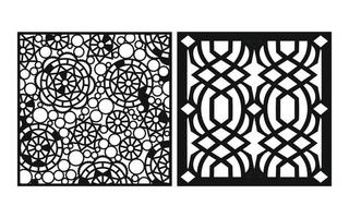 Black patterns with white background, Islamic vectors with floral panels for CNC laser cutting