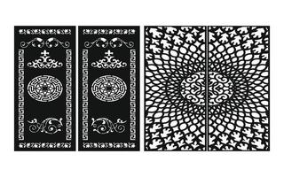 Black patterns with white background, Islamic vectors with floral panels for CNC laser cutting