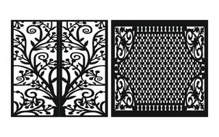 Black patterns with white background, Islamic vectors with floral panels for CNC laser cutting