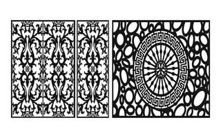 Black patterns with white background, Islamic vectors with floral panels for CNC laser cutting