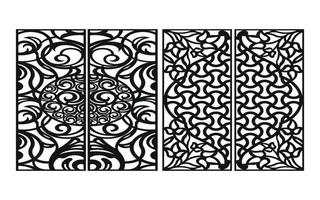 Black patterns with white background, Islamic vectors with floral panels for CNC laser cutting