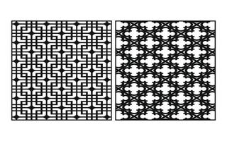 Black patterns with white background, Islamic vectors with floral panels for CNC laser cutting