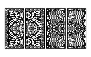 Black patterns with white background, Islamic vectors with floral panels for CNC laser cutting