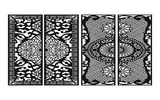 Black patterns with white background, Islamic vectors with floral panels for CNC laser cutting