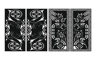 Black patterns with white background, Islamic vectors with floral panels for CNC laser cutting