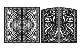 Black patterns with white background, Islamic vectors with floral panels for CNC laser cutting