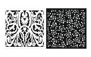 Black patterns with white background, Islamic vectors with floral panels for CNC laser cutting