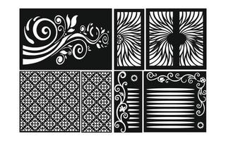 Black patterns with white background, Islamic vectors with floral panels for CNC laser cutting