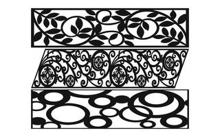 Black patterns with white background, Islamic vectors with floral panels for CNC laser cutting