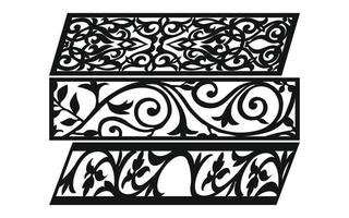 Black patterns with white background, Islamic vectors with floral panels for CNC laser cutting