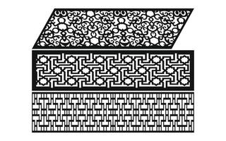 Black patterns with white background, Islamic vectors with floral panels for CNC laser cutting