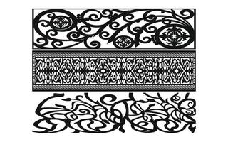 Black patterns with white background, Islamic vectors with floral panels for CNC laser cutting