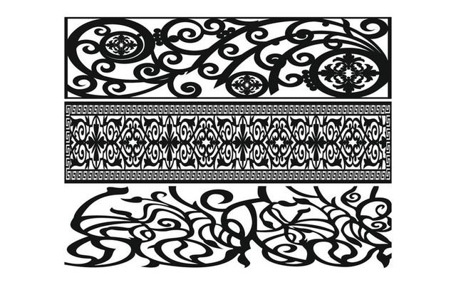 Black patterns with white background, Islamic vectors with floral panels for CNC laser cutting