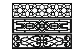 Black patterns with white background, Islamic vectors with floral panels for CNC laser cutting