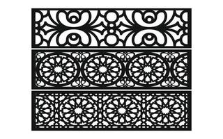 Black patterns with white background, Islamic vectors with floral panels for CNC laser cutting