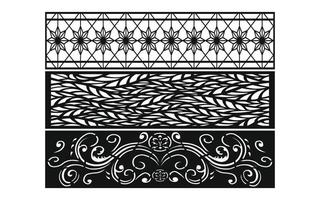 Black patterns with white background, Islamic vectors with floral panels for CNC laser cutting