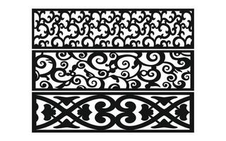 Black patterns with white background, Islamic vectors with floral panels for CNC laser cutting