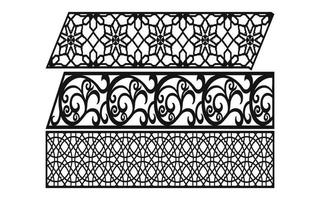 patrones negros con fondo blanco, vectores islámicos con paneles florales para corte láser cnc