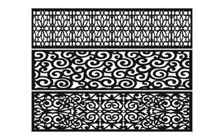 Black patterns with white background, Islamic vectors with floral panels for CNC laser cutting