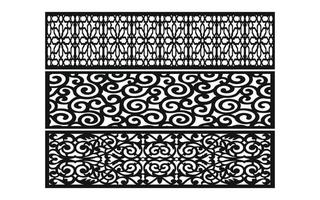 Black patterns with white background, Islamic vectors with floral panels for CNC laser cutting