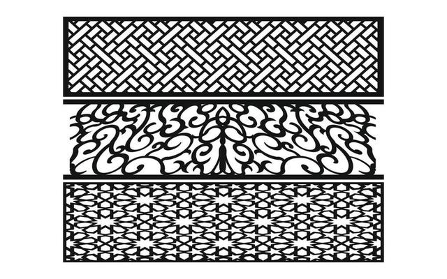 Decorative floral patterns, geometric template for cnc laser cutting