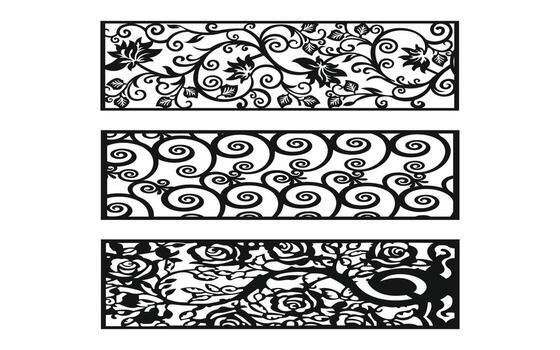 Decorative floral patterns, geometric template for cnc laser cutting vector