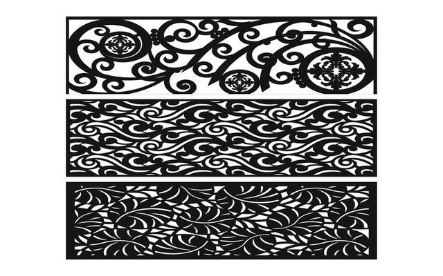 Decorative floral patterns, geometric template for cnc laser cutting