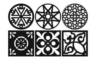 Decorative floral patterns, geometric template for cnc laser cutting vector