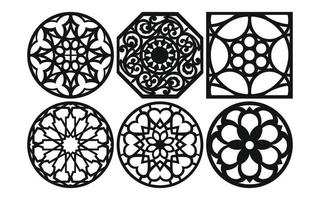 Decorative floral patterns, geometric template for cnc laser cutting vector