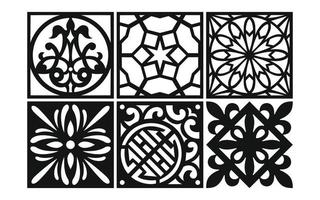 Decorative floral patterns, geometric template for cnc laser cutting vector