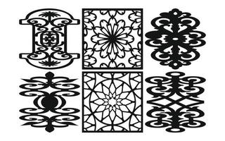 Decorative floral patterns, geometric template for cnc laser cutting vector