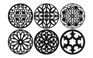 Decorative floral patterns, geometric template for cnc laser cutting vector