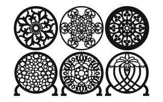 Decorative floral patterns, geometric template for cnc laser cutting vector