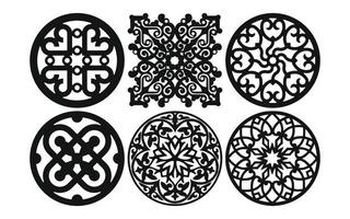 Decorative floral patterns, geometric template for cnc laser cutting vector