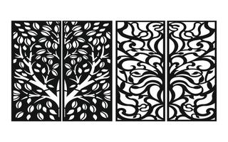 Black patterns with white background, Islamic vectors with floral panels for CNC laser cutting