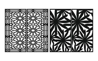 Black patterns with white background, Islamic vectors with floral panels for CNC laser cutting