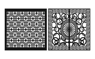 Black patterns with white background, Islamic vectors with floral panels for CNC laser cutting