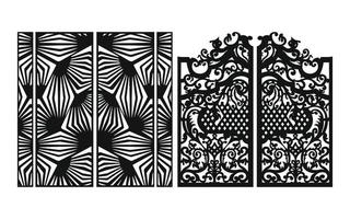 Black patterns with white background, Islamic vectors with floral panels for CNC laser cutting