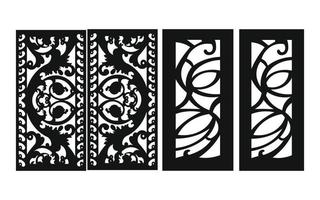 Black patterns with white background, Islamic vectors with floral panels for CNC laser cutting