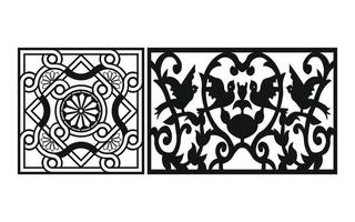 Black patterns with white background, Islamic vectors with floral panels for CNC laser cutting