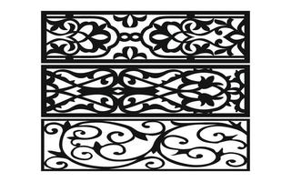 Black patterns with white background, Islamic vectors with floral panels for CNC laser cutting