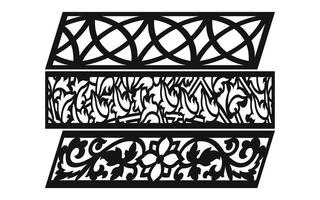 Black patterns with white background, Islamic vectors with floral panels for CNC laser cutting