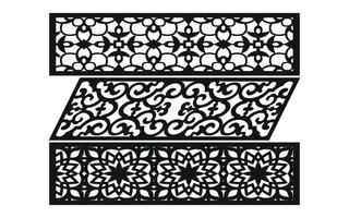 Black patterns with white background, Islamic vectors with floral panels for CNC laser cutting