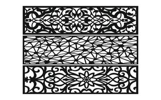 Black patterns with white background, Islamic vectors with floral panels for CNC laser cutting