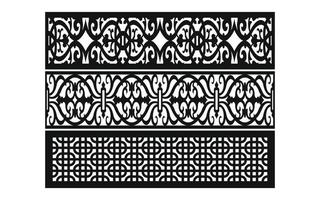 Black patterns with white background, Islamic vectors with floral panels for CNC laser cutting