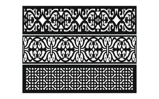 Black patterns with white background, Islamic vectors with floral panels for CNC laser cutting