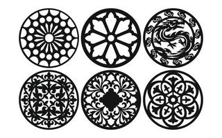 Decorative floral patterns, geometric template for cnc laser cutting vector