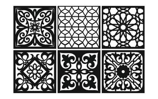 Decorative floral patterns, geometric template for cnc laser cutting vector