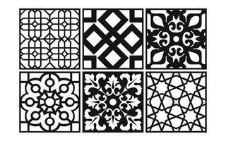 Decorative floral patterns, geometric template for cnc laser cutting vector